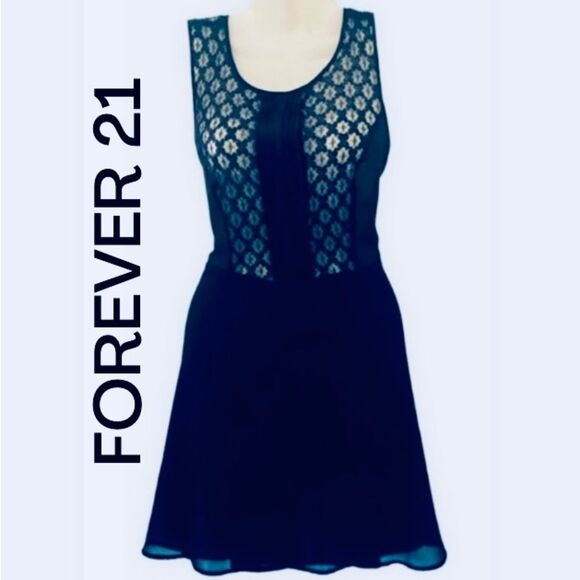 Forever 21 Little Black Lace and Chiffon Dress - Picture 2 of 9